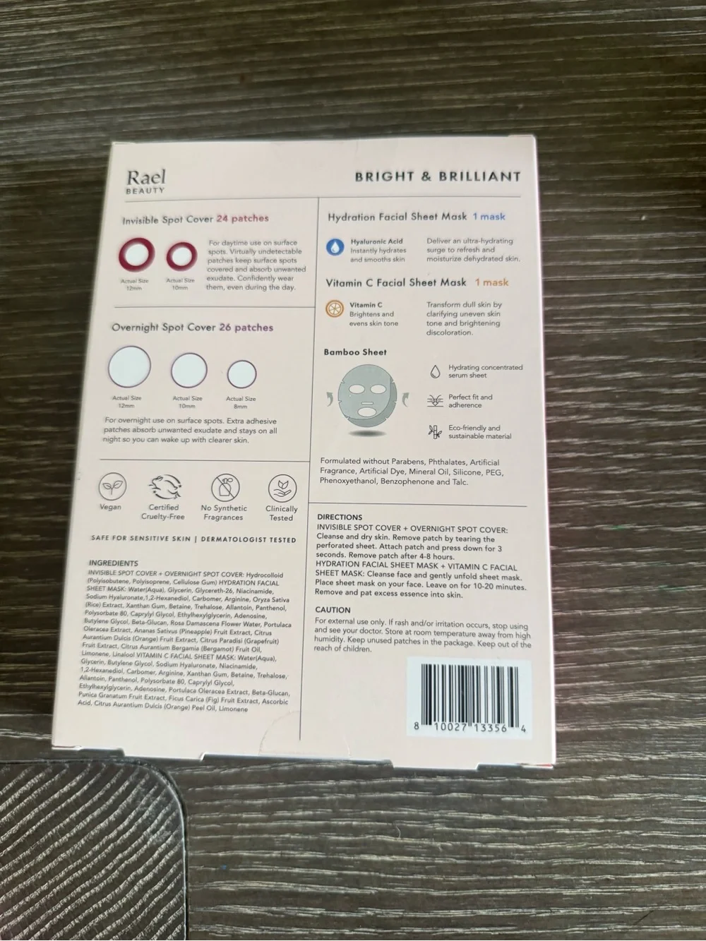 NWT Rael Beauty Bright & Brilliant Miracle Patch and Sheet Mask Set 52 pc set